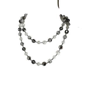 Cookie Lee Vintage Silver Crystal Beaded Long Necklace Womens Classic Layering